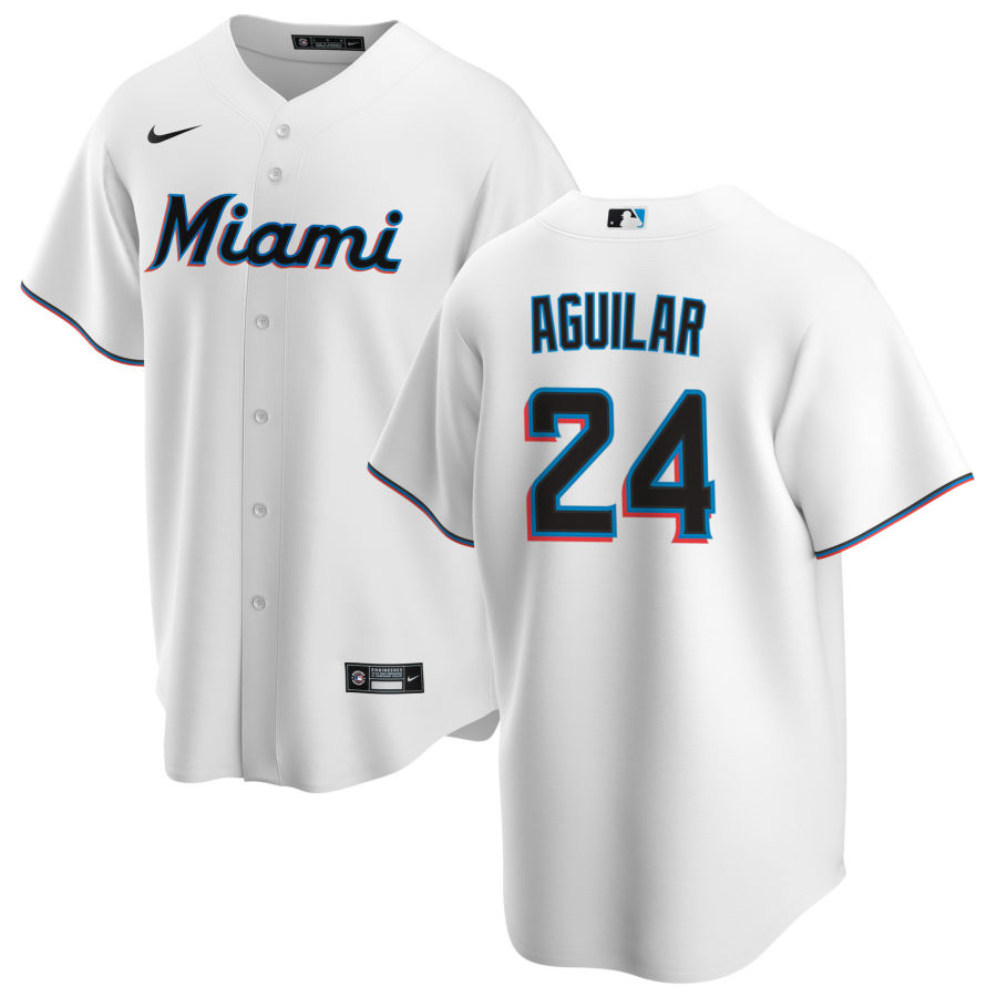 Nike Men #24 Jesus Aguilar Miami Marlins Baseball Jerseys Sale-White